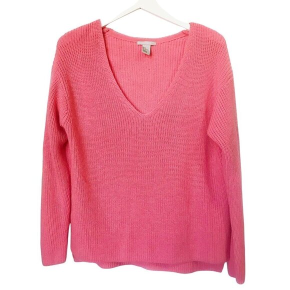 H&M pink deep V neck sweater, size S - Picture 1 of 7